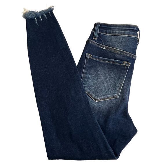 KanCan Signature Dark Wash Distressed‎ Ultra High Rise Ankle Skinny Jeans 26 - Picture 1 of 8